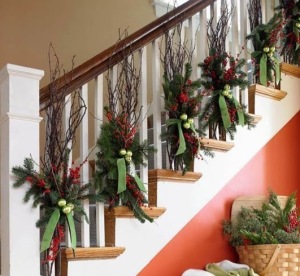 decoración navideña para escaleras