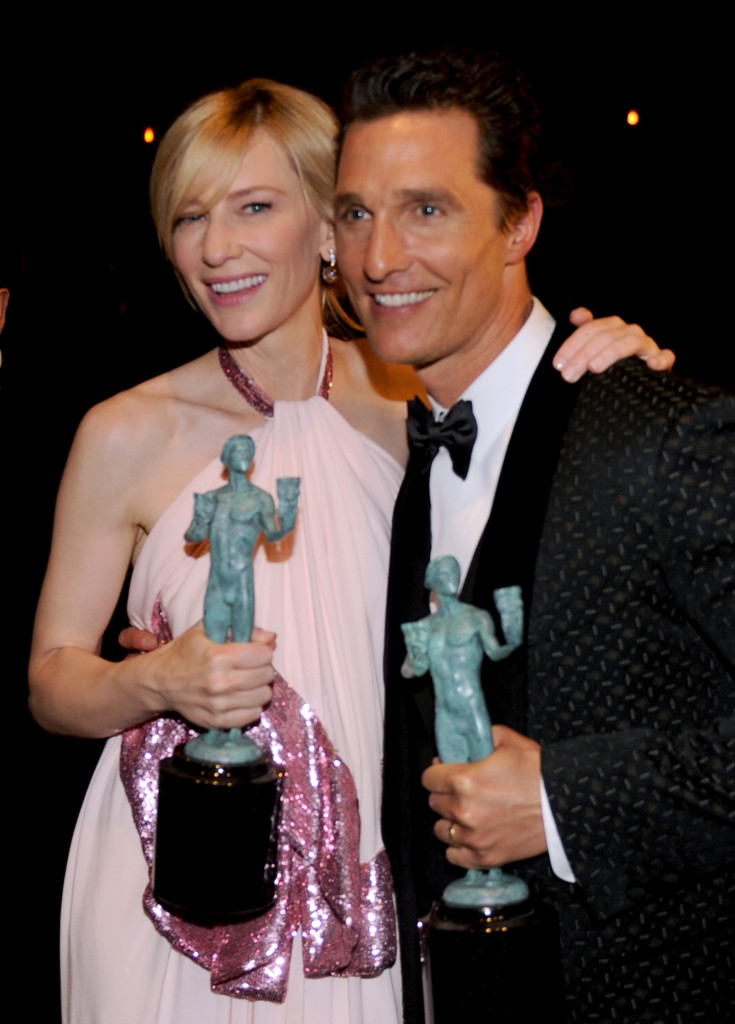 LOS ANGELES, CA - JANUARY 18:  Actors Cate Blanchett (L) and Matthew McConaughey attend the 20th Annual Screen Actors Guild Awards at The Shrine Auditorium on January 18, 2014 in Hollywood, California.  (Photo by Kevin Winter/WireImage)